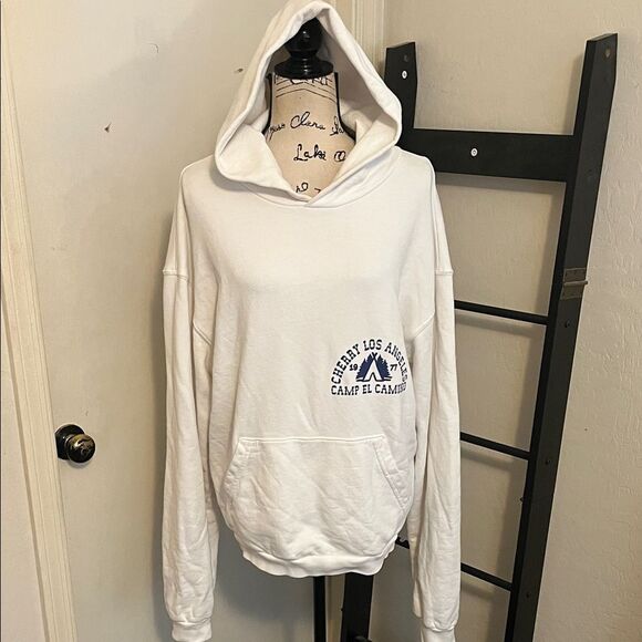 Cherry Los Angeles Camp El Camino White Graphic Pullover Hoodie Sweatshirt